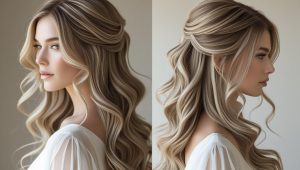 Elegant Half-Up, Half-Down hair extension hair style
